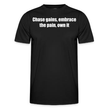 Fitness - Chase gains, embrace the pain, own it - Men's Functional T-Shirt - black - Front - AI Model Male 178 dark (178cm)