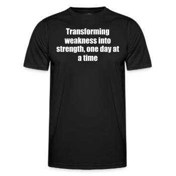 Fitness - Transforming weakness into strength, - Men's Functional T-Shirt - black - Front - AI Model Male 178 dark (178cm)