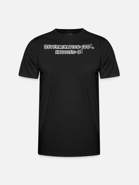 Fitness - Determination: 100%, excuses: 0% - Men's Functional T-Shirt - black