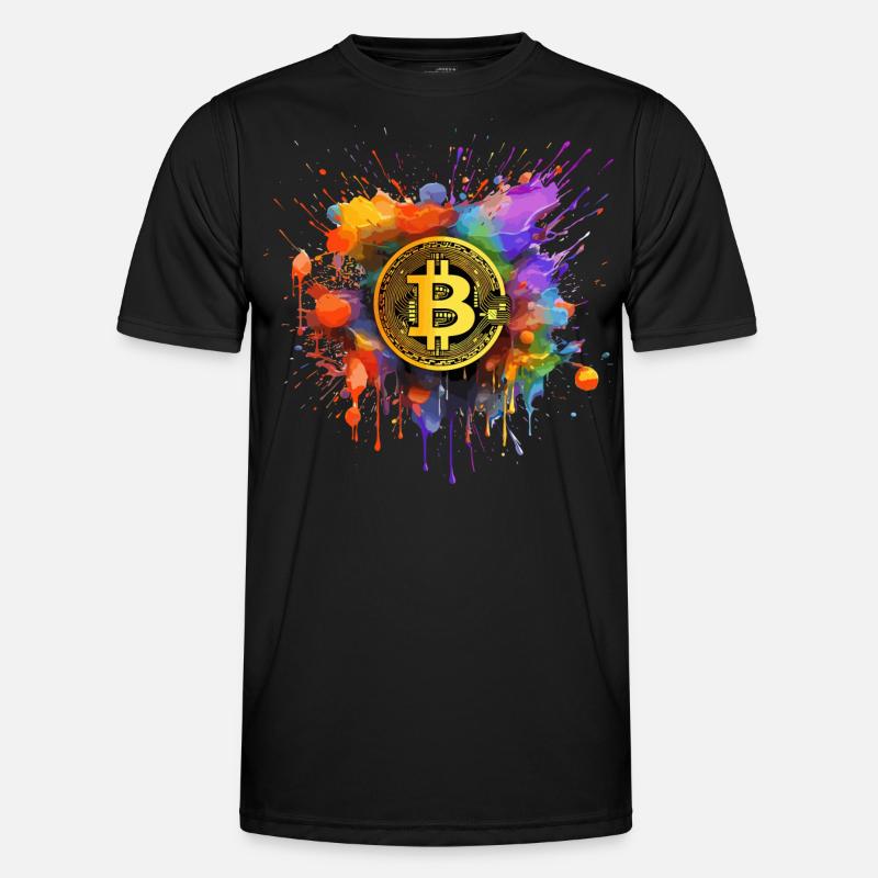 Bitcoin color Splash Männer Funktions-T-Shirt