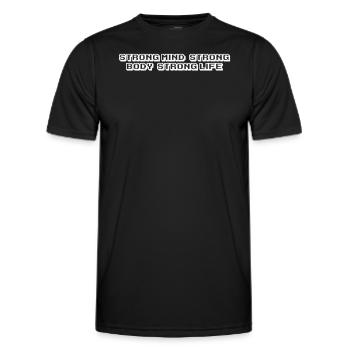 Fitness - Strong mind, strong body, strong life - Men's Functional T-Shirt - black - Front - AI Model Male 178 dark (178cm)