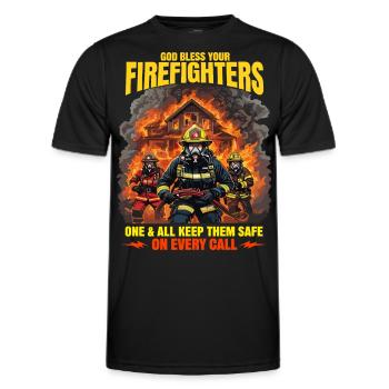Gott segne die Feuerwehrleute Heroisches Design - Männer Funktions-T-Shirt - Schwarz - Vorne - AI Model Male 178 dark (178cm)