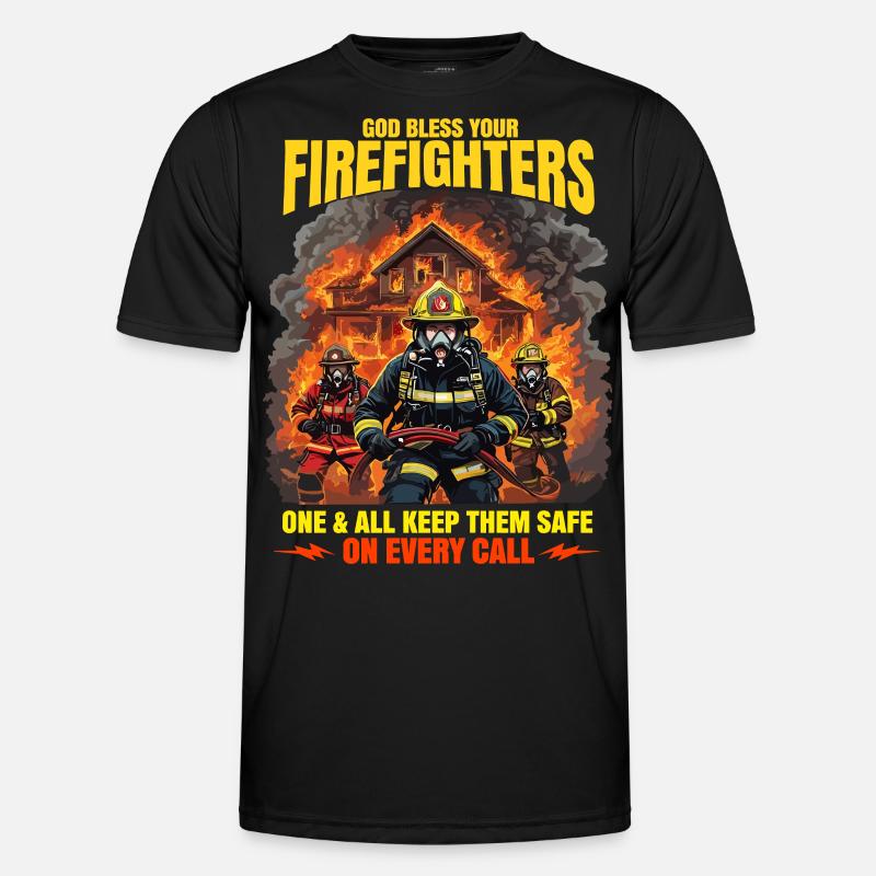 God Bless Firefighters Heroic Design - Men's Functional T-Shirt - black