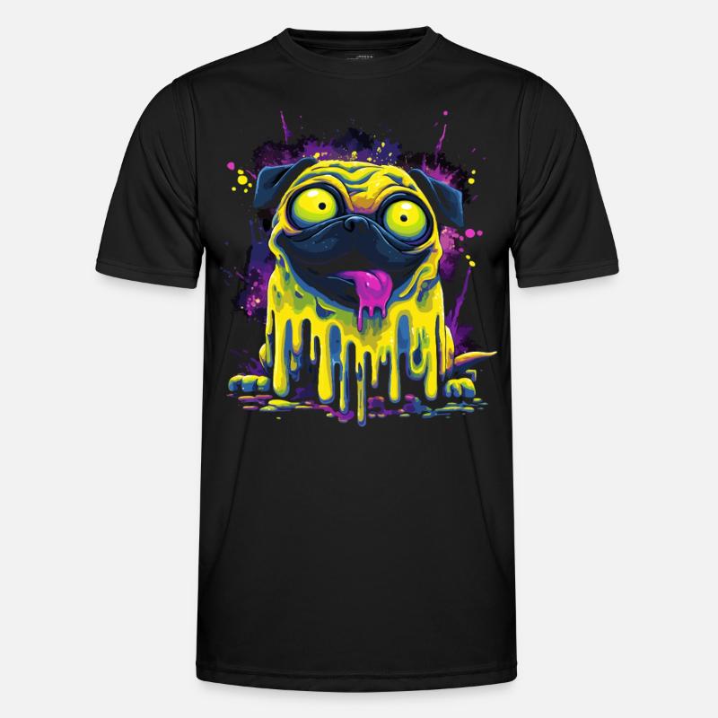 Trippy Psychedelischer Mops Bunter Graffiti Style Männer Funktions-T-Shirt