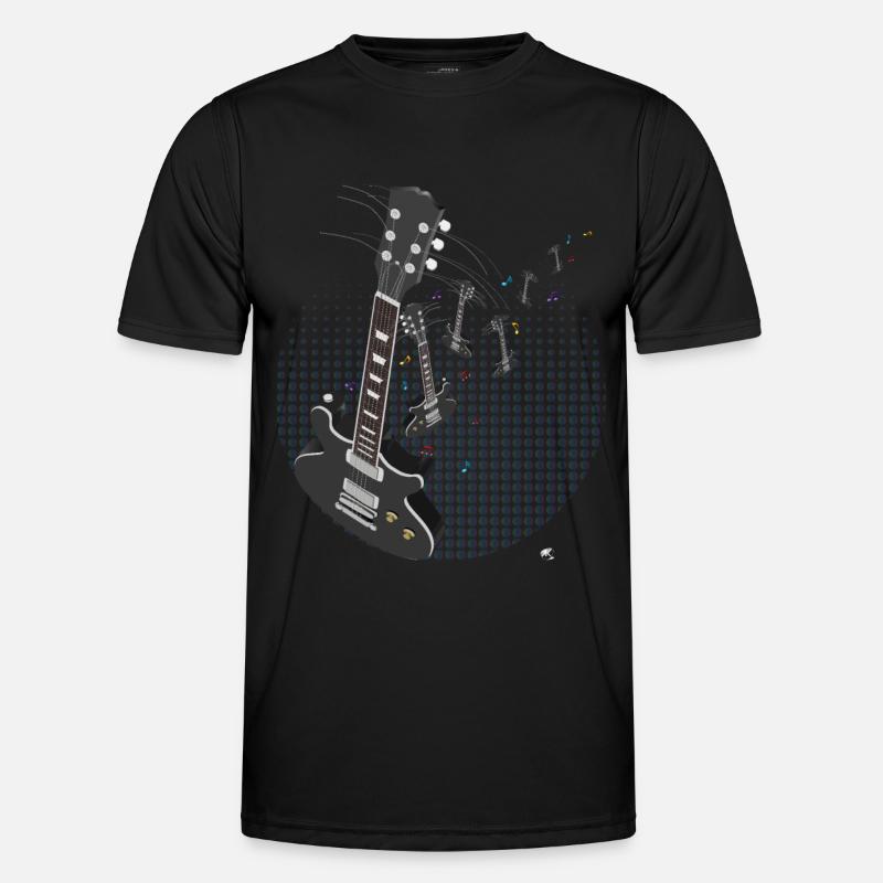 Guitar with music notes and dots pattern Men's Functional T-Shirt