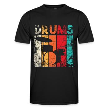 Drums Drummer Schlagzeuger Schlagzeugspieler Retro - Männer Funktions-T-Shirt - Schwarz - Vorne - AI Model Male 178 dark (178cm)