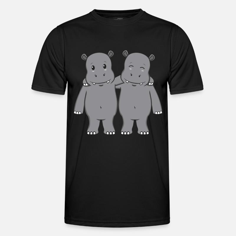 Hippos Nilpferde - Männer Funktions-T-Shirt - Schwarz