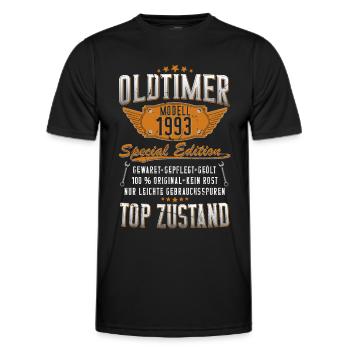 Oldtimer Baujahr 1993 Geboren Jahrgang Geburtstag - Männer Funktions-T-Shirt - Schwarz - Vorne - AI Model Male 178 dark (178cm)
