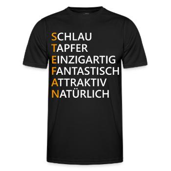 Stefan Name Geschenk - Männer Funktions-T-Shirt - Schwarz - Vorne - AI Model Male 178 dark (178cm)