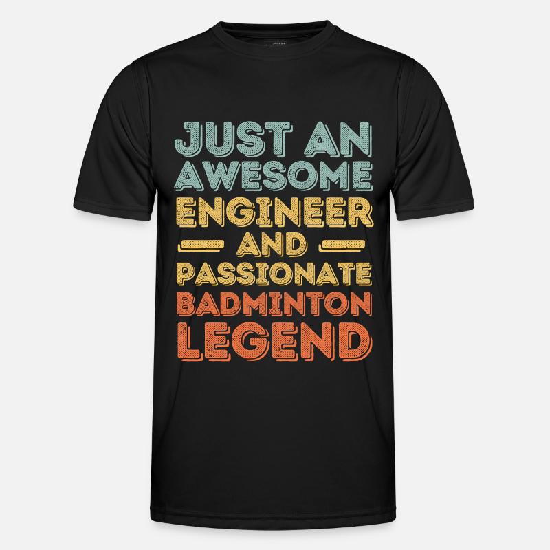 Engineer badminton retro - Men's Functional T-Shirt - black
