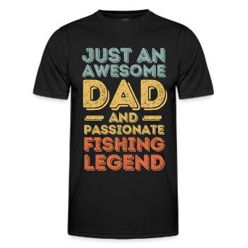Papa Angeln fischen retro - Männer Funktions-T-Shirt - Schwarz - Vorne - AI Model Male 178 dark (178cm)