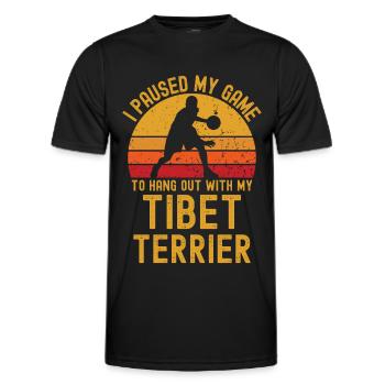 Basket-ball et terrier tibétain - T-shirt sport Homme - noir - Devant - AI Model Male 178 dark (178cm)
