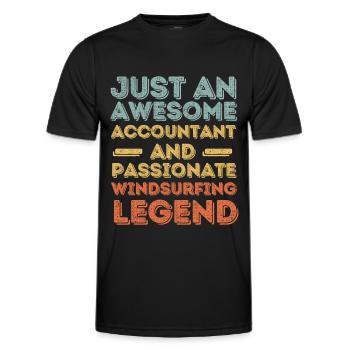 Buchhalter Windsurfen retro - Männer Funktions-T-Shirt - Schwarz - Vorne - AI Model Male 178 dark (178cm)
