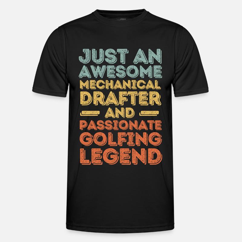 Technischer-Zeichner Golf retro Männer Funktions-T-Shirt