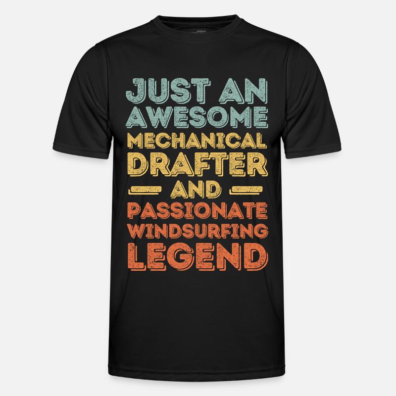 Technischer-Zeichner Windsurfen retro Männer Funktions-T-Shirt