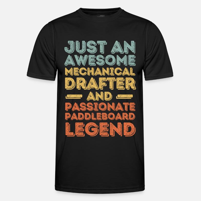 Technischer-Zeichner Paddleboard retro - Männer Funktions-T-Shirt - Schwarz