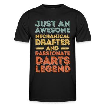 Dessinateur technique fléchettes rétro - T-shirt sport Homme - noir - Devant - AI Model Male 178 dark (178cm)