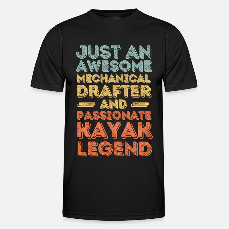 Technischer-Zeichner Kayak retro - Männer Funktions-T-Shirt - Schwarz