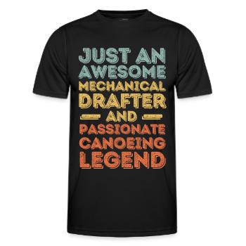 Dessinateur technique canoë rétro - T-shirt sport Homme - noir - Devant - AI Model Male 178 dark (178cm)