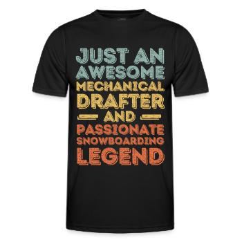 Dessinateur technique snowboard rétro - T-shirt sport Homme - noir - Devant - AI Model Male 178 dark (178cm)