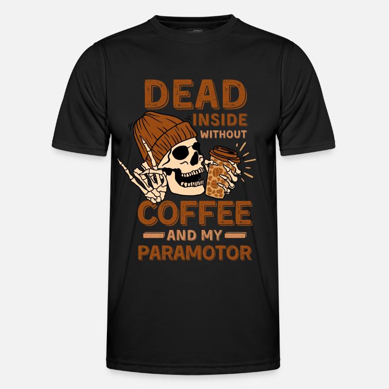 Coffee Paramotoring skeleton - Men's Functional T-Shirt - black