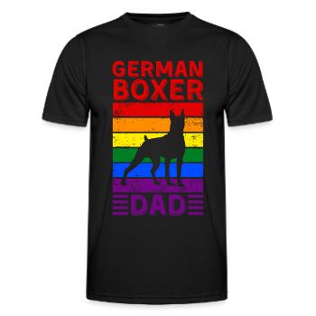 Boxeur allemand papa LGBTQ drapeau arc-en-ciel - T-shirt sport Homme - noir - Devant - AI Model Male 178 dark (178cm)