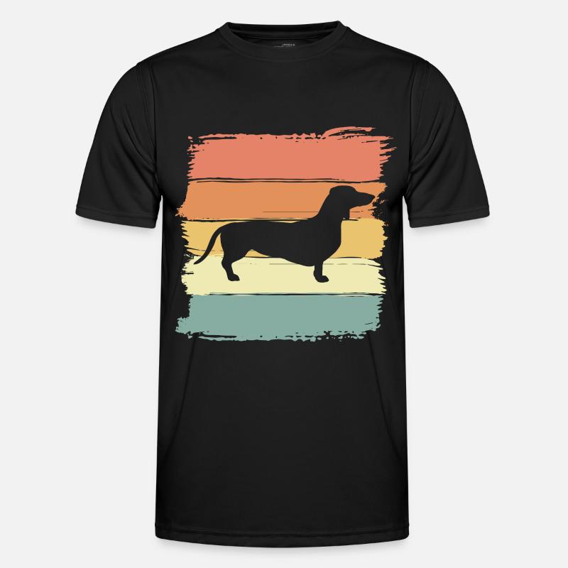 Dackel retro - Männer Funktions-T-Shirt - Schwarz