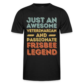 Veterinarian Frisbee legend retro - Men's Functional T-Shirt - black - Front - AI Model Male 178 dark (178cm)