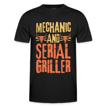 Mechanic and Serial Griller - Men's Functional T-Shirt - black - Front - AI Model Male 178 dark (178cm)