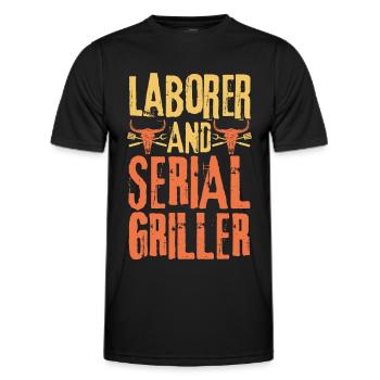 Laborer and Serial Griller - Men's Functional T-Shirt - black - Front - AI Model Male 178 dark (178cm)