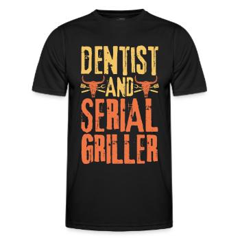 Dentist and Serial Griller - Men's Functional T-Shirt - black - Front - AI Model Male 178 dark (178cm)