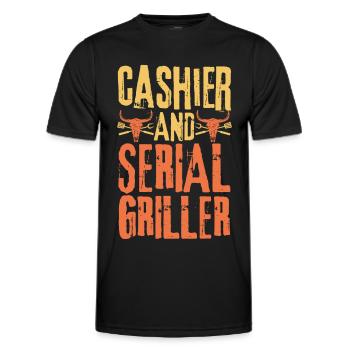 Cashier and Serial Griller - Men's Functional T-Shirt - black - Front - AI Model Male 178 dark (178cm)