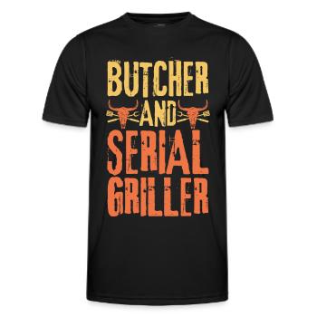 Butcher and Serial Griller - Men's Functional T-Shirt - black - Front - AI Model Male 178 dark (178cm)