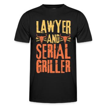 Lawyer and Serial Griller - Men's Functional T-Shirt - black - Front - AI Model Male 178 dark (178cm)