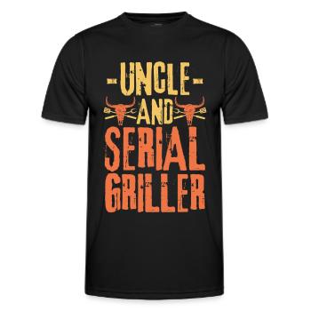 Uncle and Serial Griller - Men's Functional T-Shirt - black - Front - AI Model Male 178 dark (178cm)