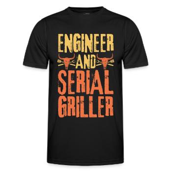 Engineer and Serial Griller - Men's Functional T-Shirt - black - Front - AI Model Male 178 dark (178cm)