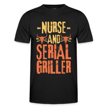Nurse and Serial Griller - Men's Functional T-Shirt - black - Front - AI Model Male 178 dark (178cm)