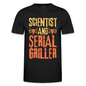 Scientist and Serial Griller - Men's Functional T-Shirt - black - Front - AI Model Male 178 dark (178cm)