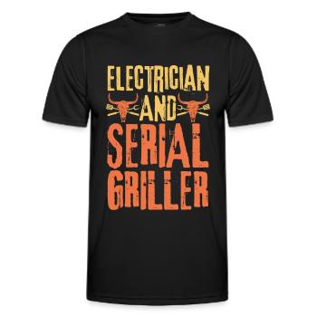 Electrician and Serial Griller - Men's Functional T-Shirt - black - Front - AI Model Male 178 dark (178cm)