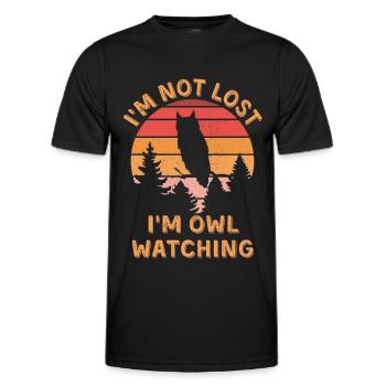 Owl watching for ornithologist - Men's Functional T-Shirt - black - Front - AI Model Male 178 dark (178cm)
