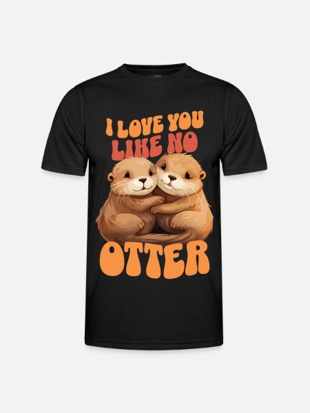 Loutre se tenant la main, je t’aime comme aucune loutre - T-shirt sport Homme - noir
