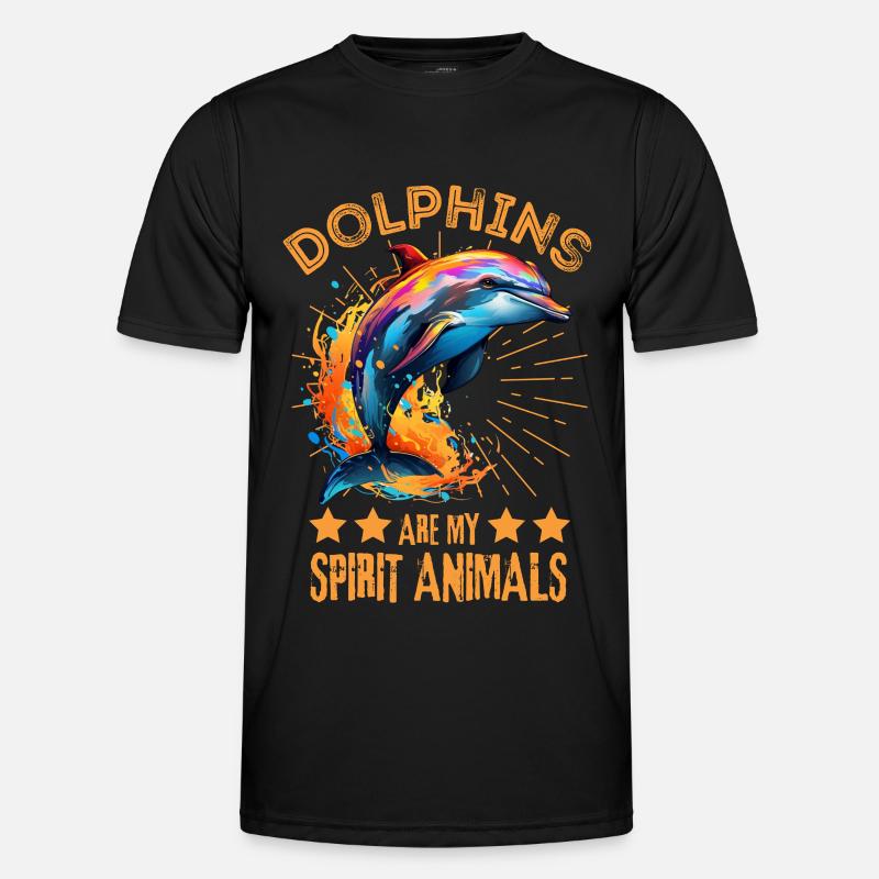 Bunter Delfin Farbkleckse Farbspritzer Männer Funktions-T-Shirt