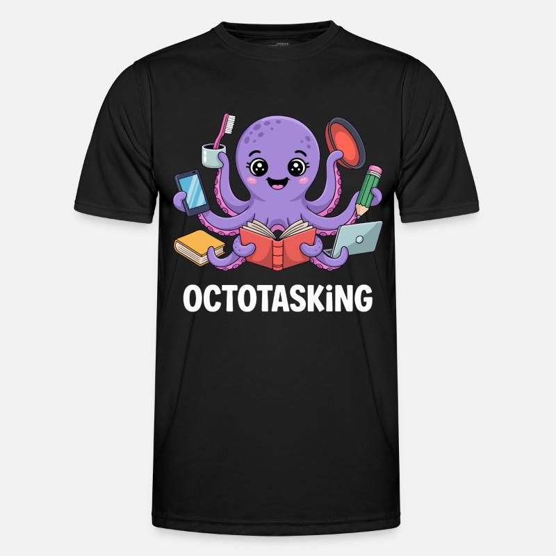 Octotasking Krake im Multitasking Modus - Männer Funktions-T-Shirt - Schwarz