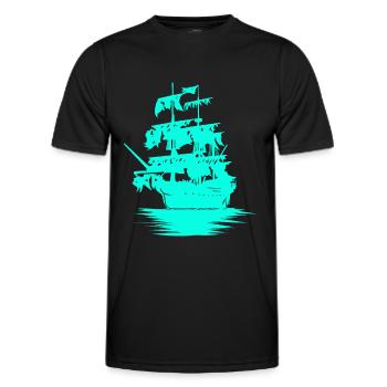Sailing Ship Seafaring Fantasy Maritime Dinghy - Men's Functional T-Shirt - black - Front - AI Model Male 178 dark (178cm)