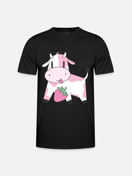 Strawberry Cow - Männer Funktions-T-Shirt - Schwarz
