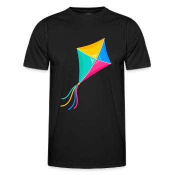 Kite flying stunt kite kite gift - Men's Functional T-Shirt - black - Front - AI Model Male 178 dark (178cm)