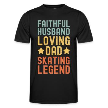 Ehemann Vater Skater Legende Retro Skateboard - Männer Funktions-T-Shirt - Schwarz - Vorne - AI Model Male 178 dark (178cm)