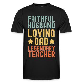 Husband Father Legendary Teacher - Men's Functional T-Shirt - black - Front - AI Model Male 178 dark (178cm)
