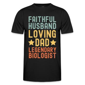 Husband Father Biologist Legend Retro Vintage - Men's Functional T-Shirt - black - Front - AI Model Male 178 dark (178cm)