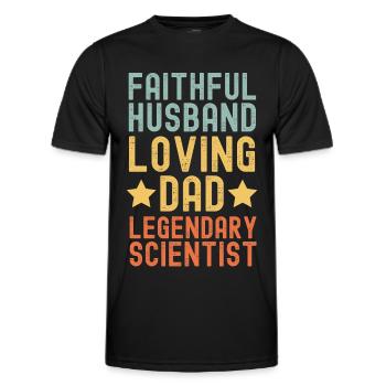Husband Father Legendary Scientist - Men's Functional T-Shirt - black - Front - AI Model Male 178 dark (178cm)